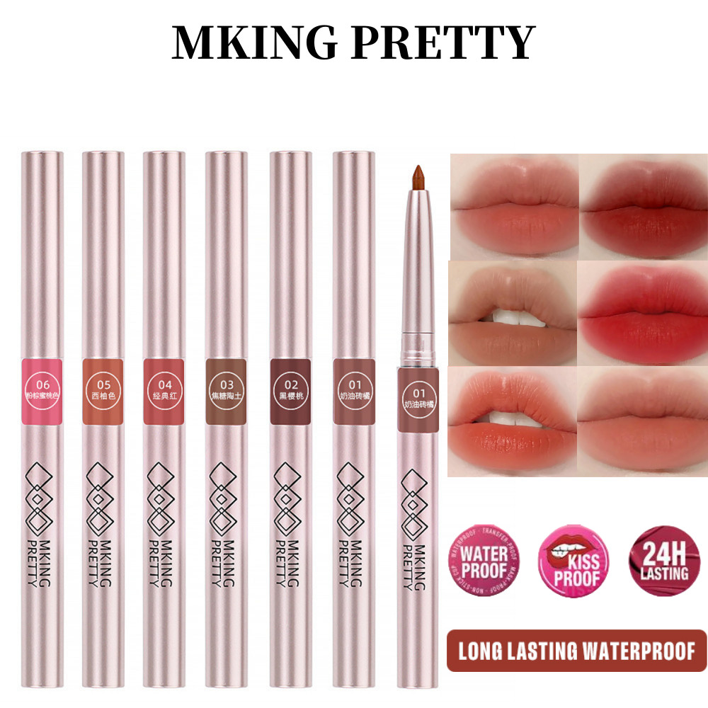 MKING Pretty ดินสอเขียนขอบปาก, นสอเขียนขอบปากกันน้ำแบบหมุนได้, อายไลเน ...