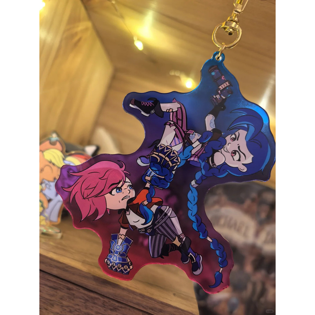 League of Legends อะนิเมะพวงกุญแจผู้หญิง Arcane อะคริลิค key chain man ...