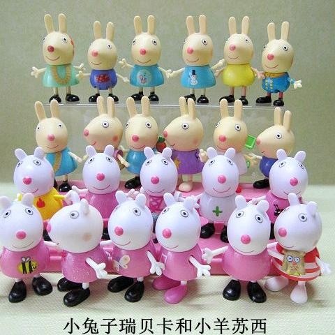 ตุ๊กตาฟิกเกอร์ Peppa Pig แกะ Susie Rabbit Rebecca ของเล่นของแท้ ...