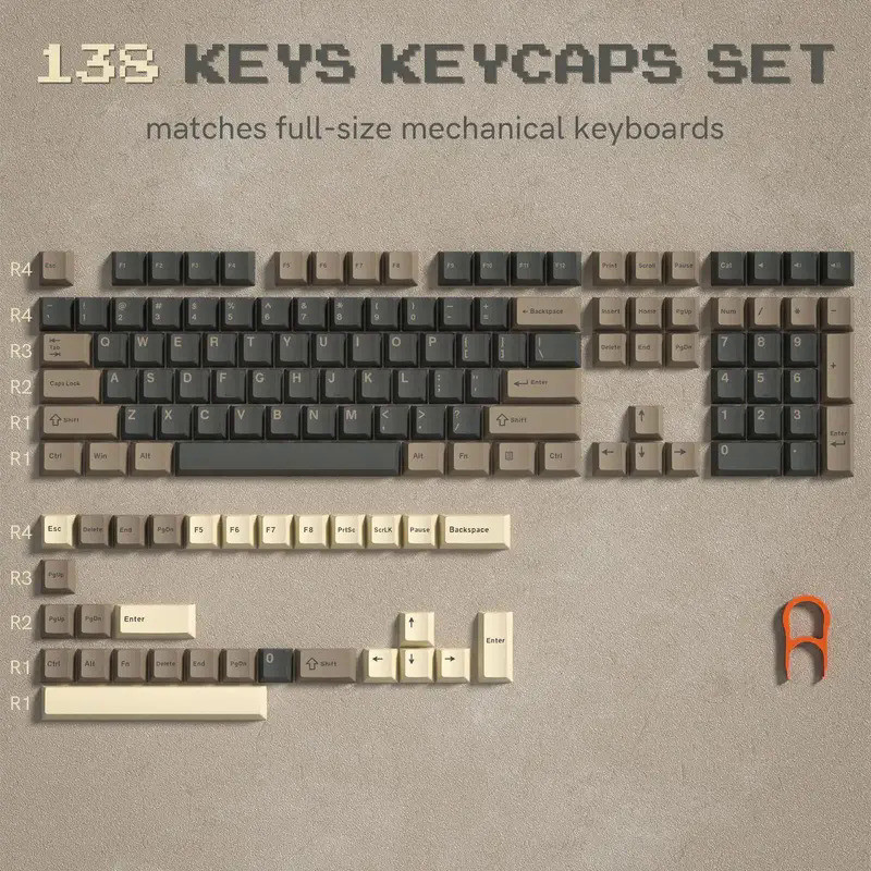WOMIER 132 Keys Keycaps PBT Double Shot Retro Cherry Profile Key Caps ...