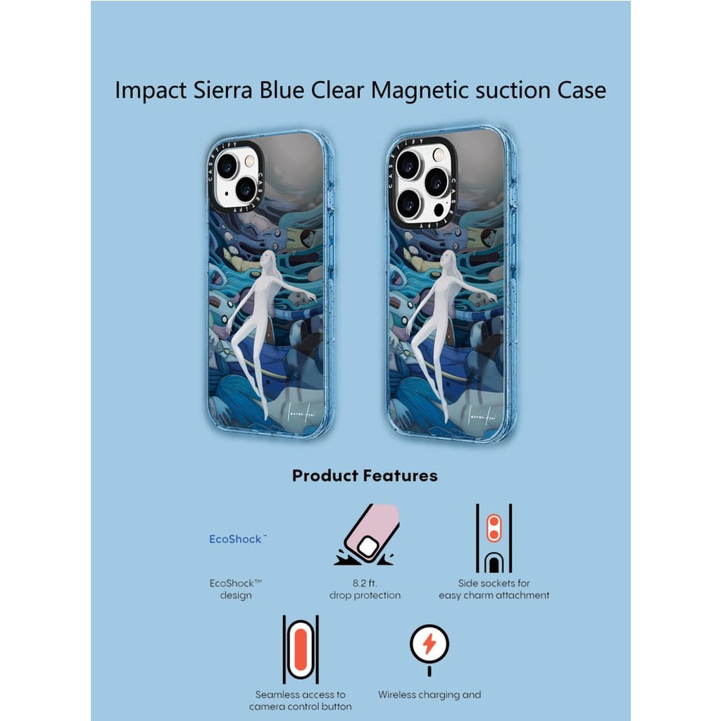 Casetify X Half-Lived Sierra Blue แม่เหล็กดูด Hard อะคริลิคด้านหลัง ...