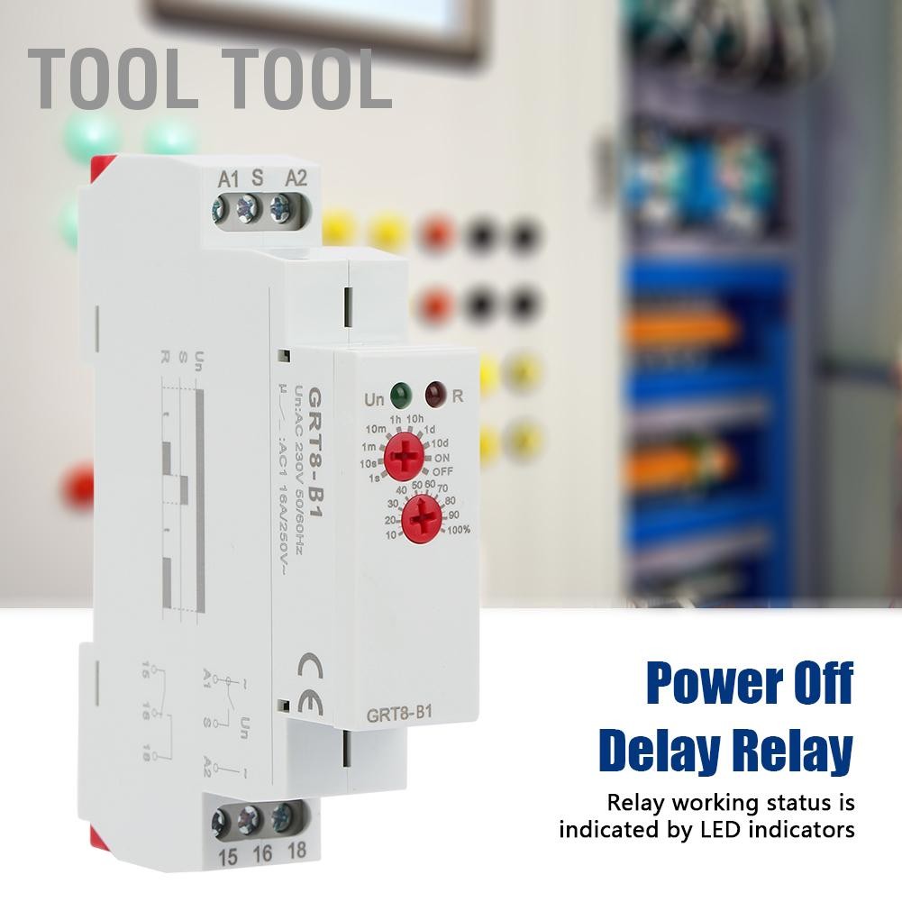 Tool GRT8-B1 Mini Power Off Delay Time Relay Timer DIN Rail Type AC ...