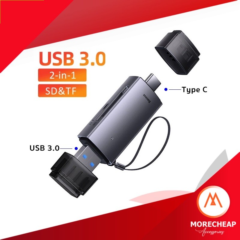 🔥ถูก/แท้🔥Baseus OTG Card Reader Adapter SD TF Memory Type-C + USB 3.0 ...
