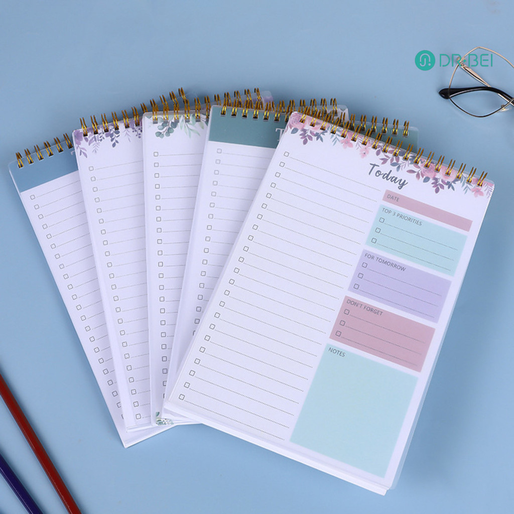 Dr.bei Undated Daily Planner Notepad B5 Spiral Bound to Do List ...