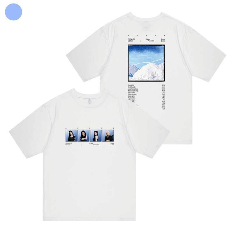 Kpop AES Merch ผ้าฝ้ายเสื้อยืด SYNK PARALLEL LINE WORLD TOUR พิมพ์แขน ...