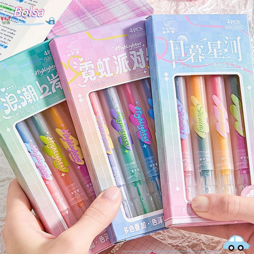 BOLSA 4 ชิ้น/เซ็ต Highlighter ปากกา,เขียน DIY สมุดภาพภาพวาดปากกาเรือง ...