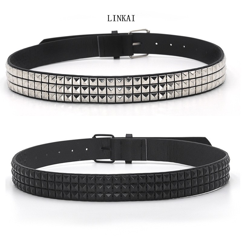 แฟชั่น Rhinestone Rivet Belt Men & Womens Studded Belt Punk with Pin ...