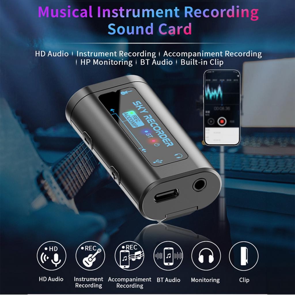 Mini Recording Sound Card Lightweight Type C แหล่งจ่ายไฟสำหรับการสตรีม ...