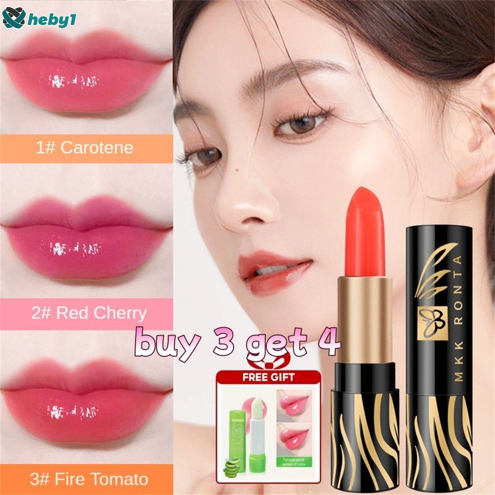 【ซื้อ 3 แถม 4】MKK RONTA ลิปสติกเปลี่ยนสี ให้ความชุ่มชื้นยาวนาน ไม่ติด ...