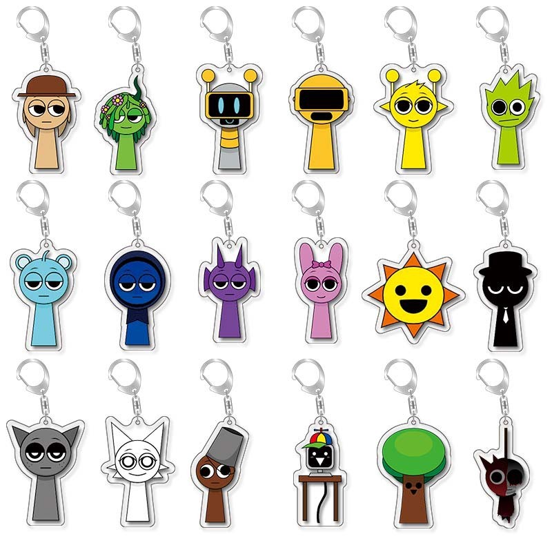 Sprunki Incredibox Sprunki พวงกุญแจอะคริลิคการ์ตูนกระเป๋าเป้สะพายหลัง ...