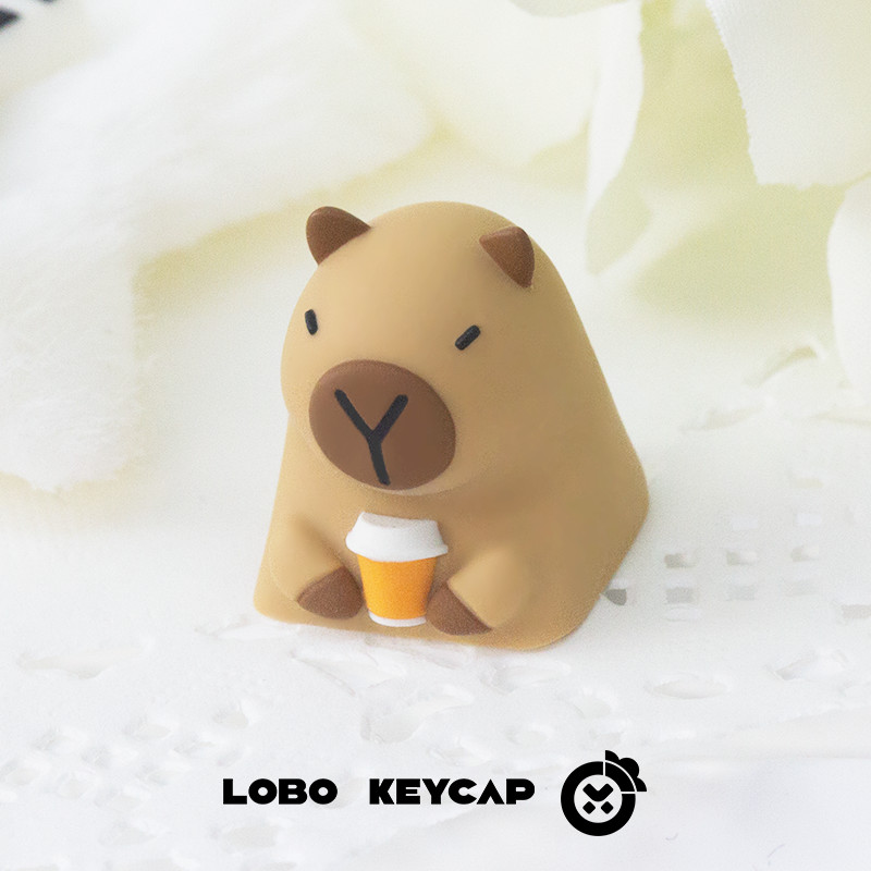 กาแฟ Capybara Keycap น่ารักการ์ตูนสร้างสรรค์ MX สวิทช์ 3D Mechanical ...