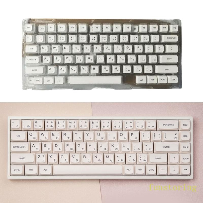 FUN Keycaps 120Keys Minimalist สีขาวภาษาอังกฤษญี่ปุ่นรัสเซียเกาหลี ...