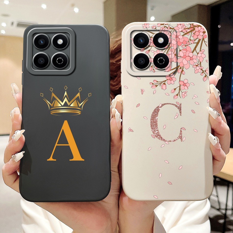 Honor X7c 2024 แฟชั่น Crown Initial Letter Case HonorX7c X 7C 4G เลนส์ ...