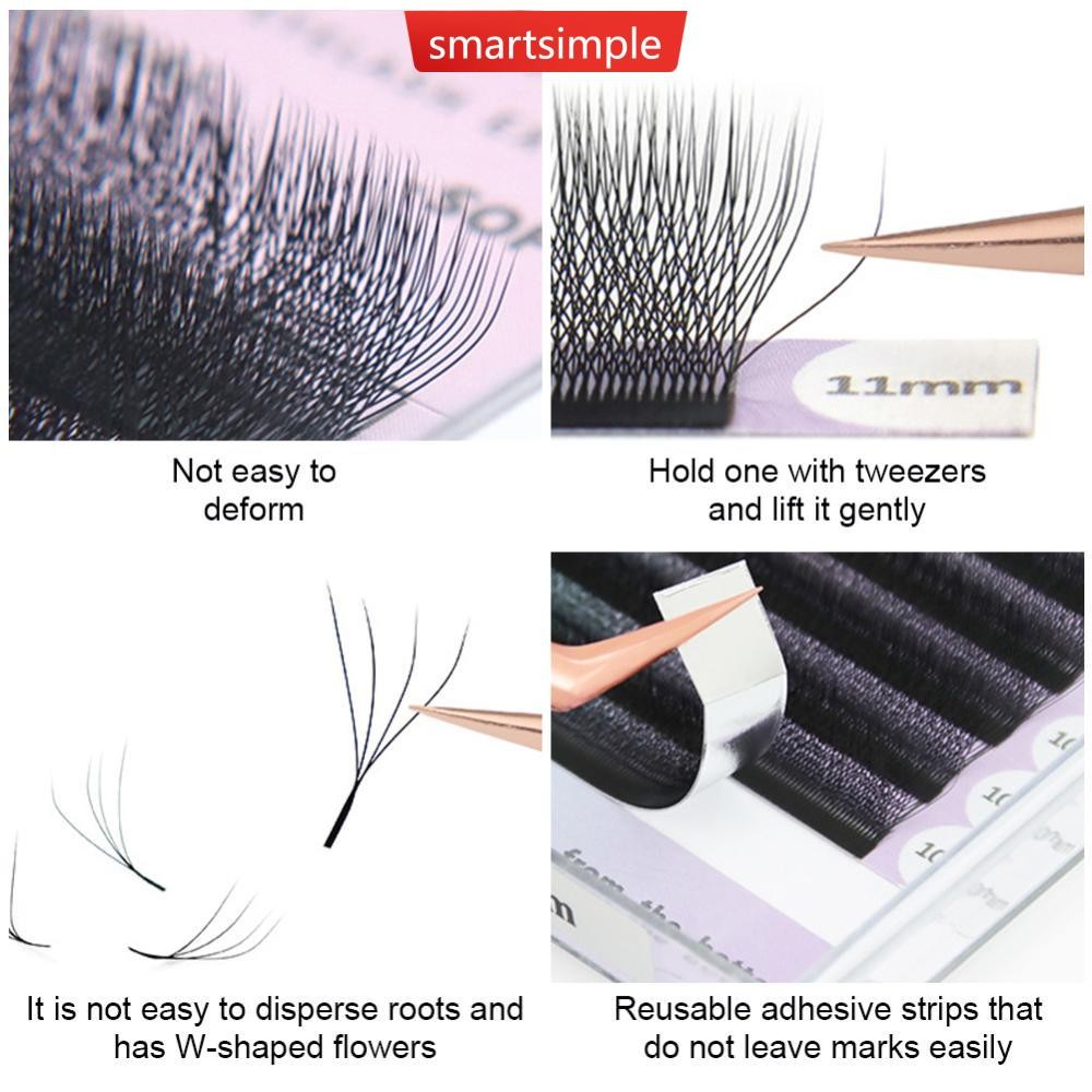 SMARTSIMPLE 4D-W รูปขนตา Premade แฟน W Volume Lashes C/D/L 4D ขนตาปลอม ...