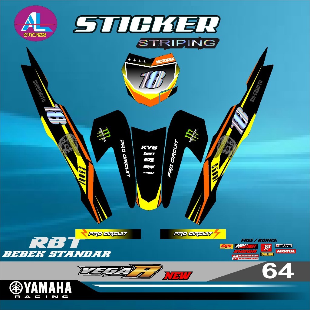สติ๊กเกอร์ RBT VEGA R ใหม่รถจักรยานยนต์ RBT DUCK MODIF SUPERMOTO YZ CRF ...