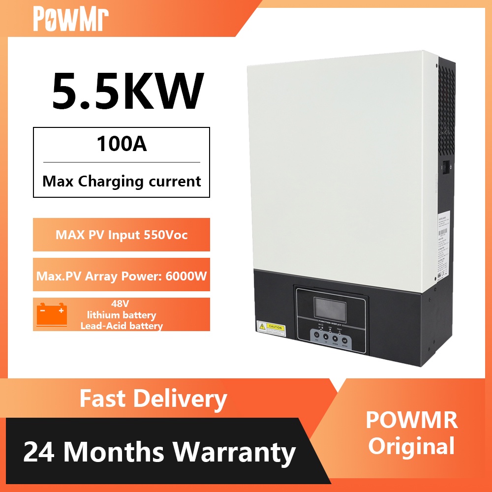 Powmr Solar Hybrid Inverter Pure Sine Wave Hybrid 48V 220Vac Build In ...