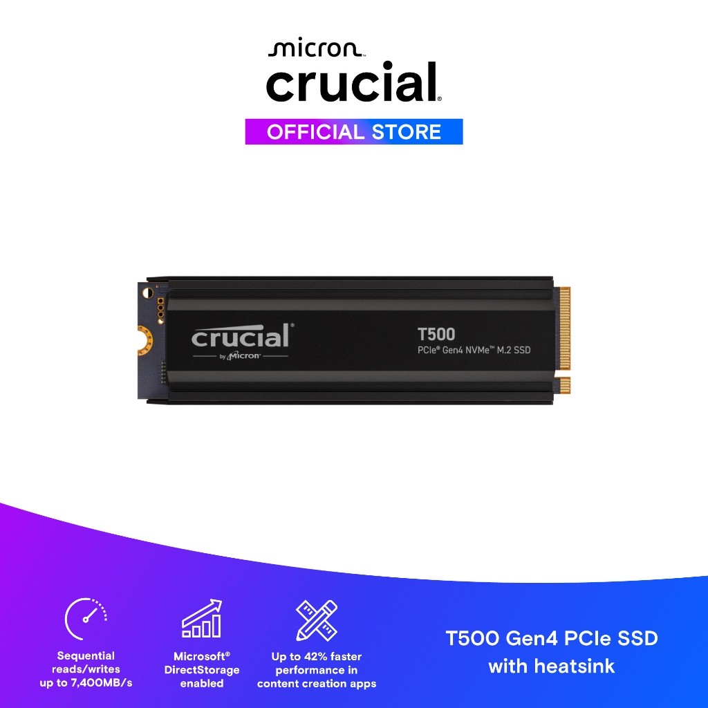Crucial T500 1TB PCIe Gen4 NVMe M.2 SSD with heatsink | Shopee