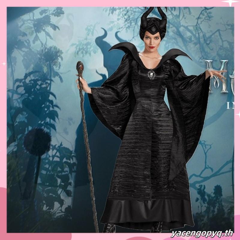 ชุดฮาโลวีน Maleficien Spell Maleficent Black Witch เครื่องแต่งกาย ...