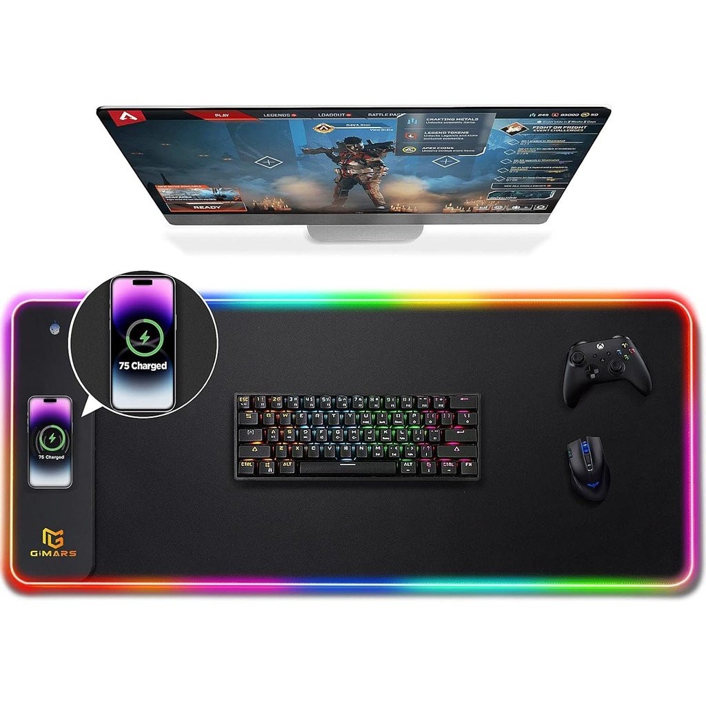 Gigame Wireless CHARGING RGB Gaming Mouse Pad 15W, ฐานยางกันลื่นกันน้ำ ...