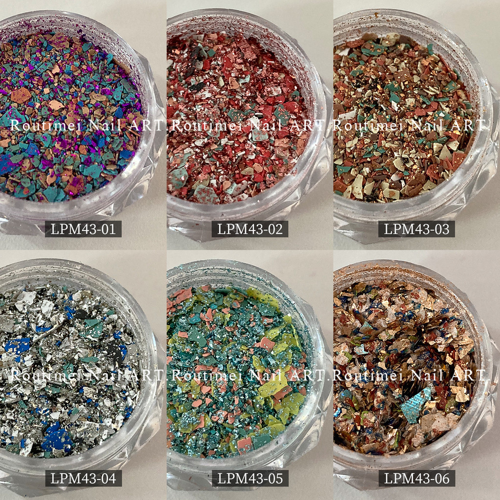 แต่งเล็บเลื่อมผง Influencer หกสี Strobe หกสี Fine-Shredded Shell ชิ้น ...