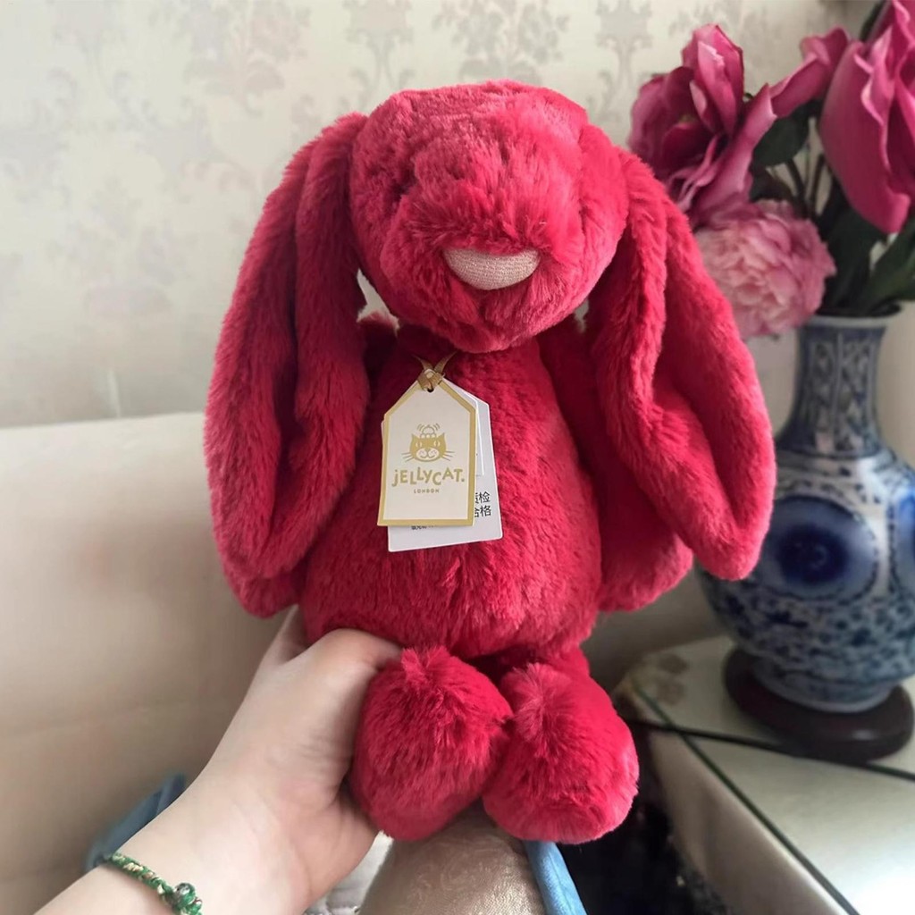 Jellycat Bashful Luxe Bunny Scarlett Plushie การ์ตูนหูยาวกระต่าย ...