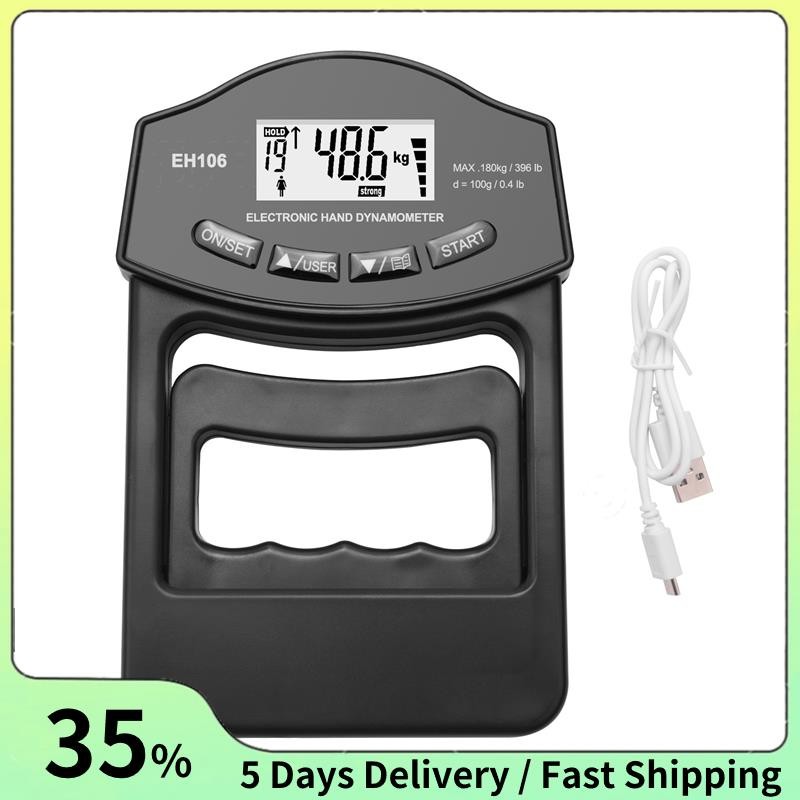 AQEENURA LCD Hand Grip Strength Tester Max to 396lbs/180kg with Grip Strength Trainer Gauge Dynamometer for Sport Home School e