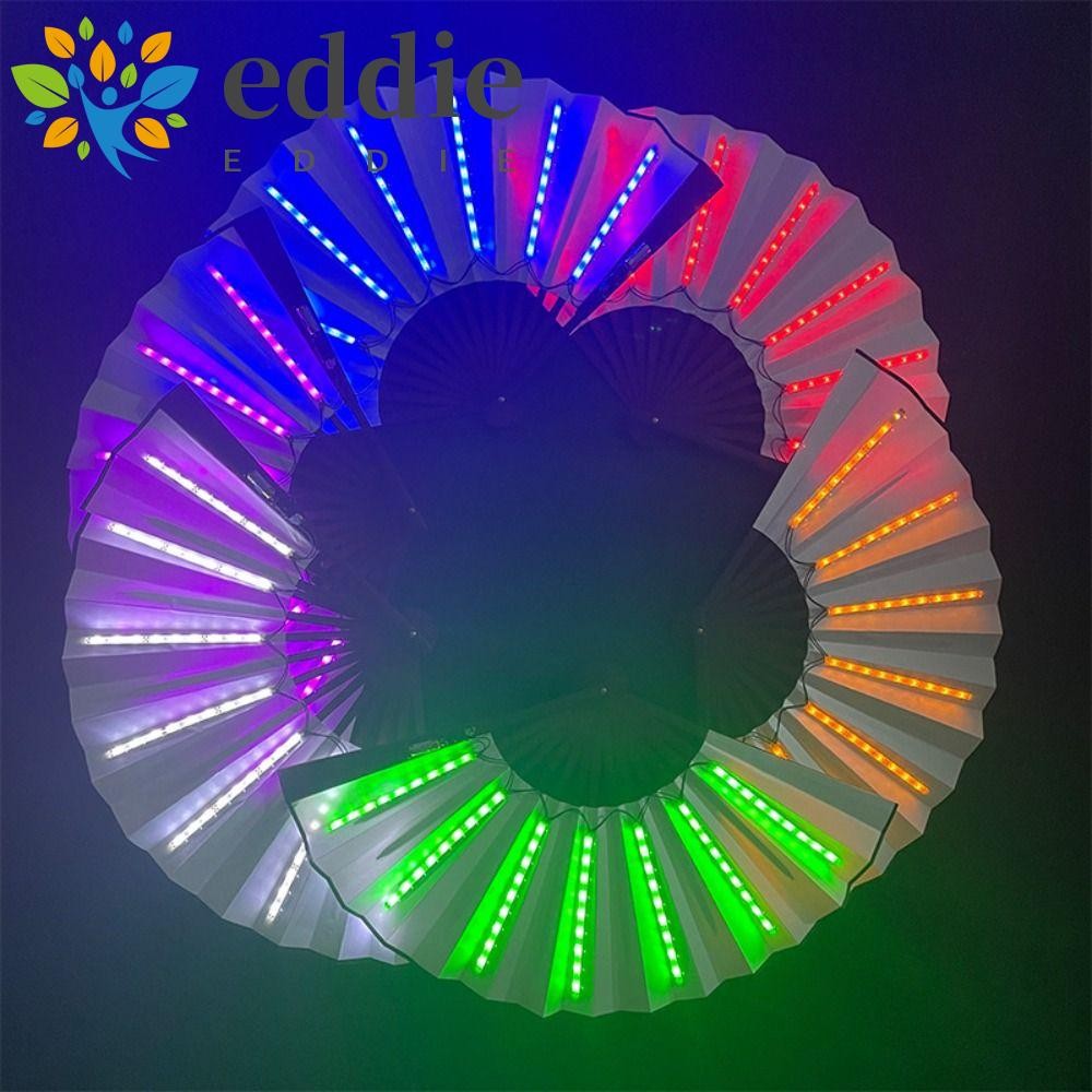 Edie Luminous LED พัดลมพับ, เทศกาลที่มีสีสัน Club Dancing Lights พัดลม ...