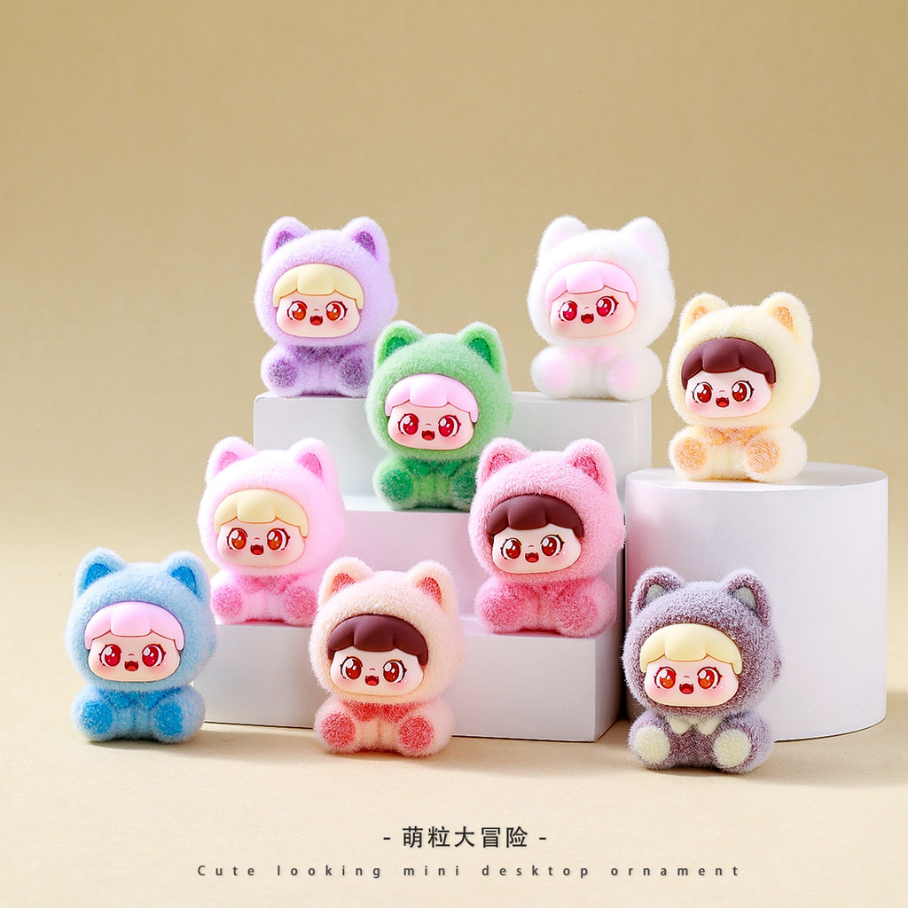Flocking Cat Cat นั่งสาวอินเทรนด์เล่นตุ๊กตาเม็ดน่ารัก diy เดสก์ท็อปตก ...