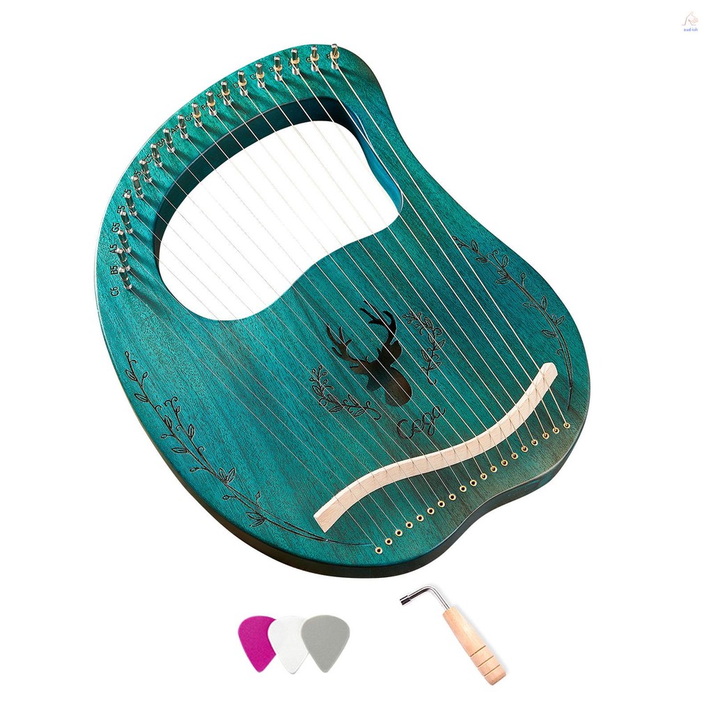19-string ไม้ Lyre Harp Resonance กล่อง String Instrument พร้อมประแจ ...