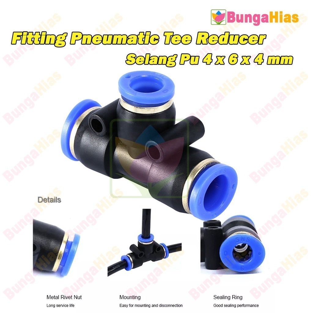 นิวเมติก TEE Fitting 4 x 6 x 4 มม. Slip Lock Reducer Connector 6 มม.10 ...
