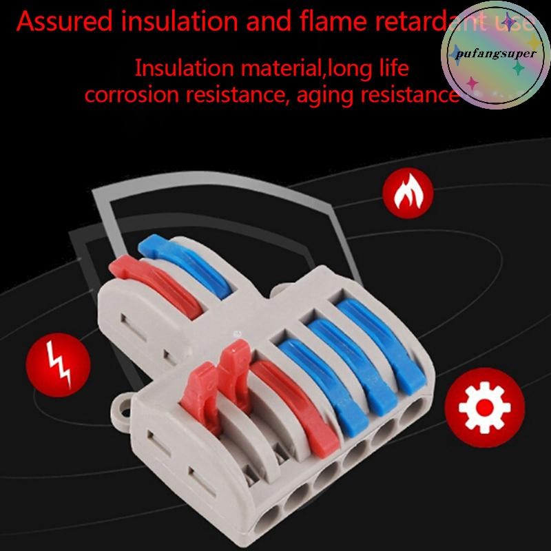 Pufangsuper Spring Lever Terminal Block สายไฟฟ้าขั้วต่อสายไฟ PCT-222 ...