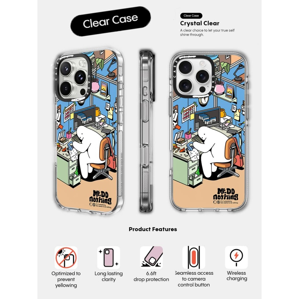 CASECASE X Work hour Case Impact เคสดูดแม่เหล็กใสสําหรับ IPhone 16/15 ...