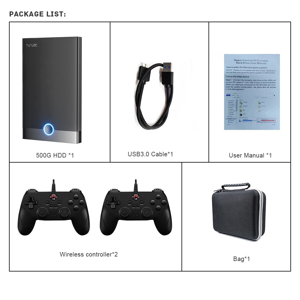 Kinhank super console x retrobat 500g gaming hdd พร้อม60000เกม70 ...