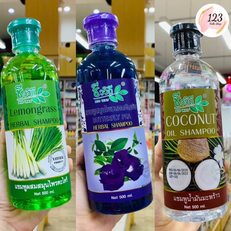 ชีววิถี แชมพู ครีมนวด 500 ml 3 สูตร Bio way shampoo/conditioner 500ml ...