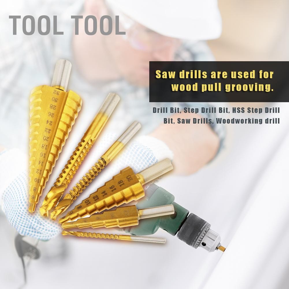 3Pcs Performance Step Drill Bit Set Titanium Coated HSS Drills Bits Industrial Reamer 87865