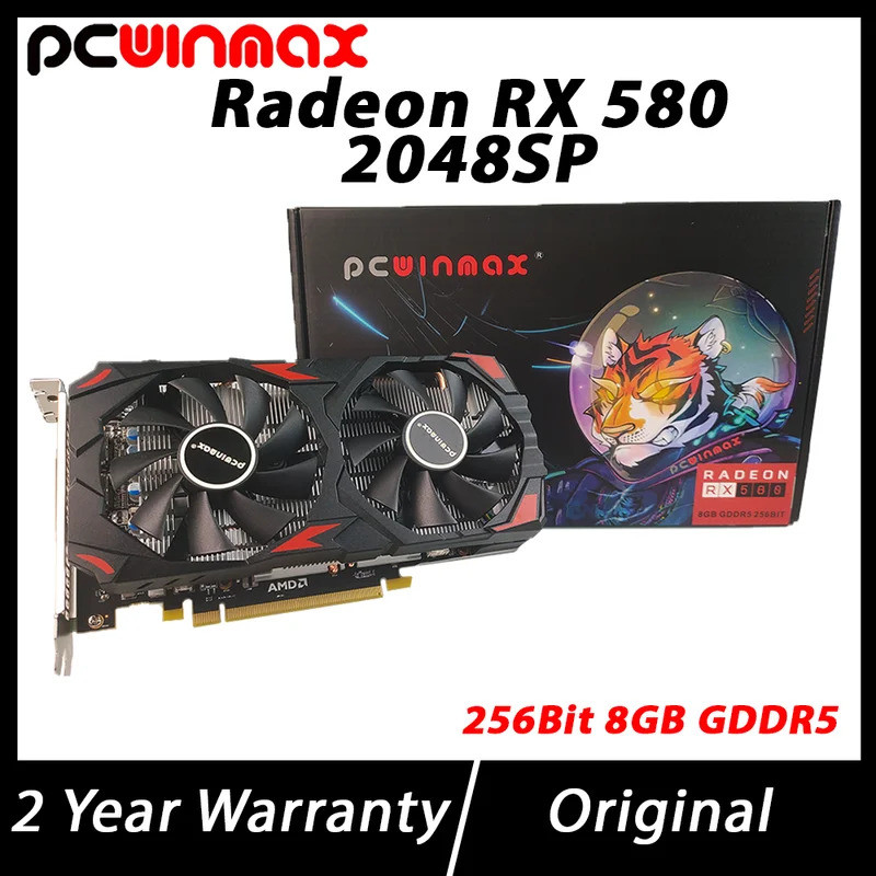 บัตรกราฟิกเกมมิ่ง PCWINMAX Radeon RX580 8GB DDR5 2048SP 256Bit GPU ...