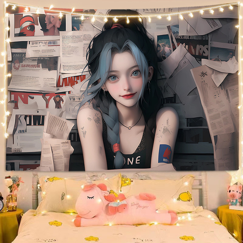 วอลล์เปเปอร์ Jinx Riot Lolita League of Legends อนิเมะ ผ้าตกแต่งผนัง ...