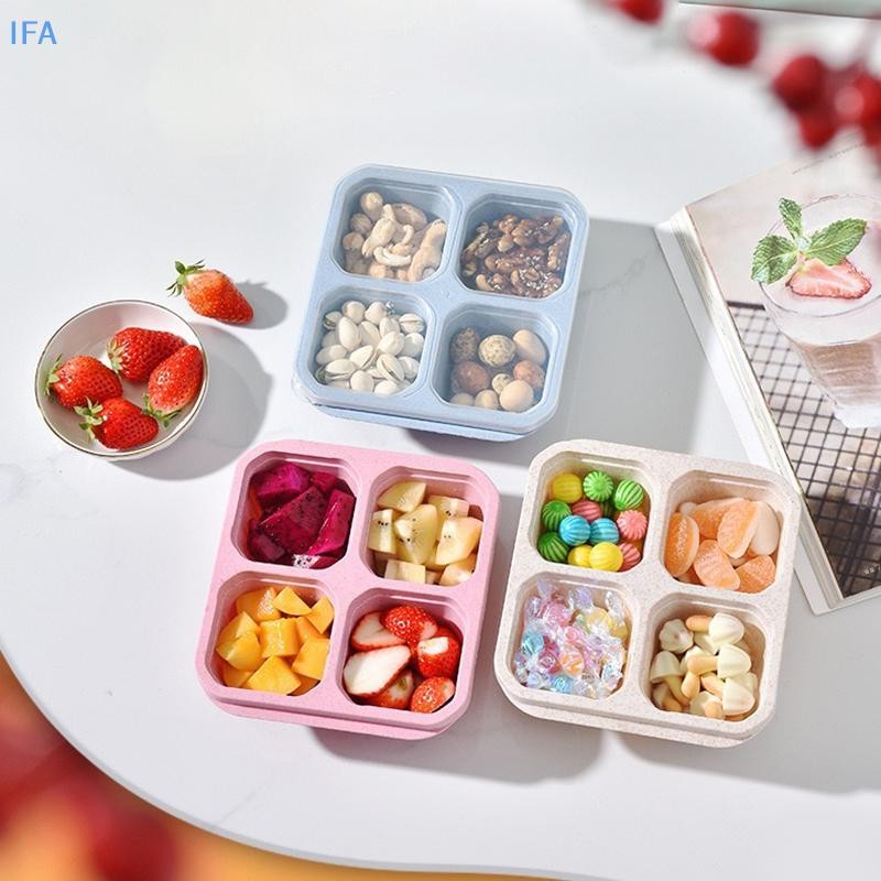 IFA Square Divider Bento Box Reusable 4 ช่องคอนเทนเนอร์อาหาร Snack Nuts ...