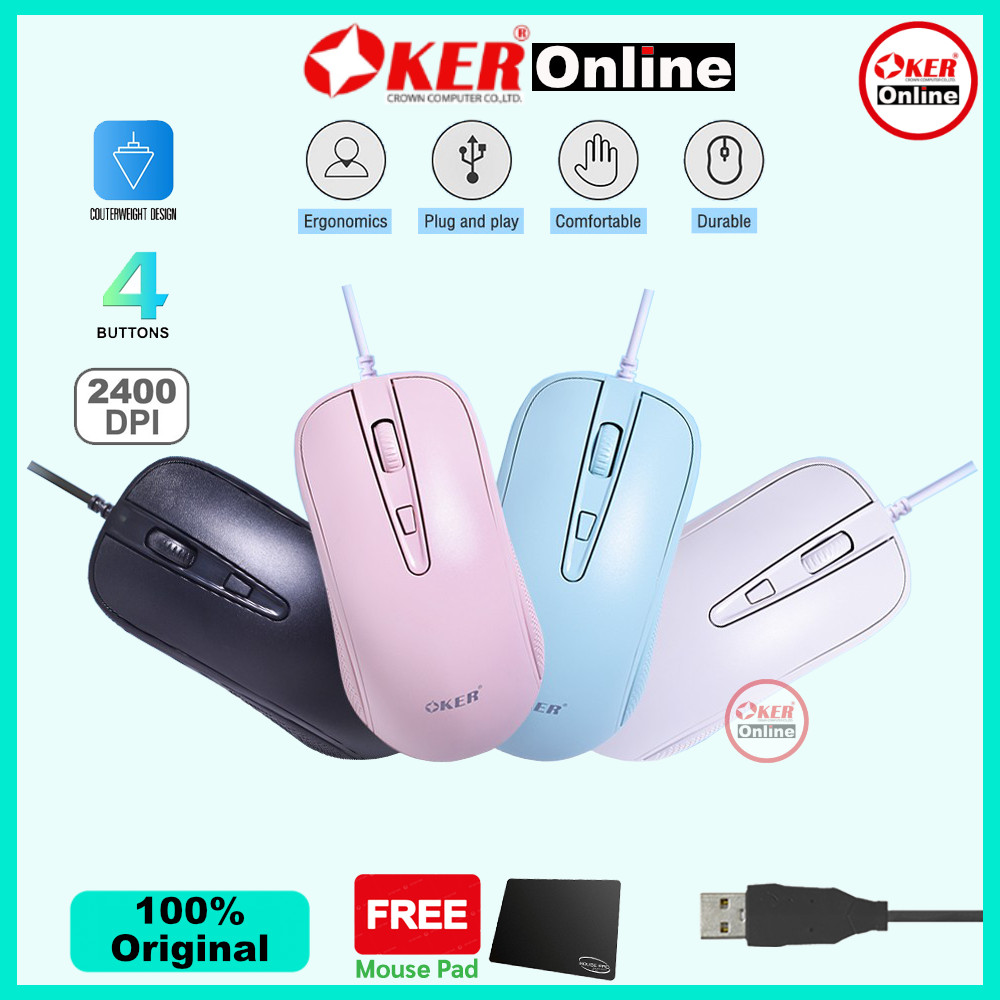 ⭕️ OKER Online M218 MOUSE เมาส์ USB 2400dpi ประกัน1ปี ใช้ทำงานออฟฟิศ ดู ...