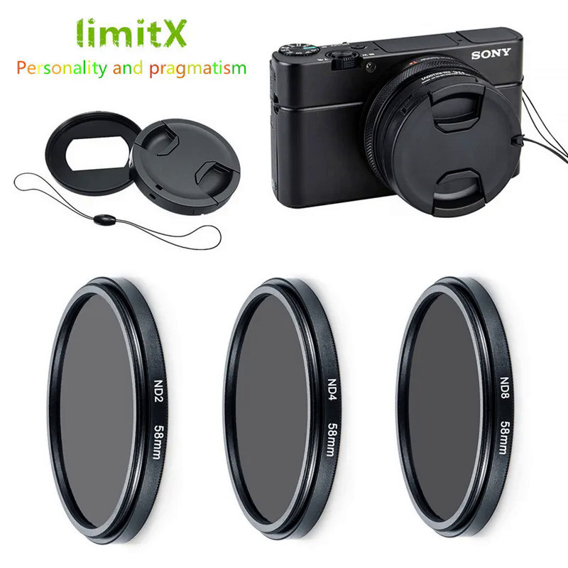 ND2 ND4 ND8 Neutral Density ND Filter & Adapter Ring Lens Cap Keeper ...
