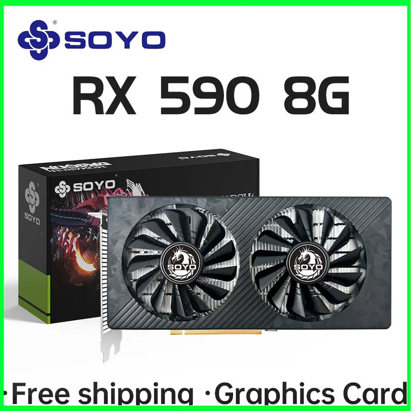 SOYO การ์ดกราฟิกเกม AMD RX 590 8GB ใหม่ GDDR5 256Bit PCI Express 3.0 × ...
