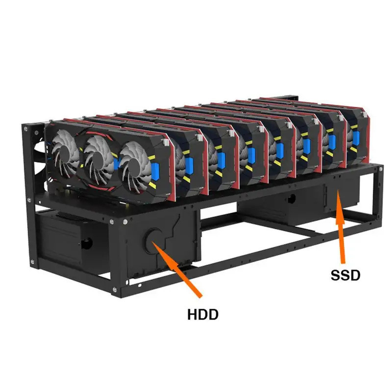 8 GPU สแตนเลส ชั้นวางแบบเปิดโล่งสำหรับเครื่องขุด BitcoinS Ethereum แร็ค ...