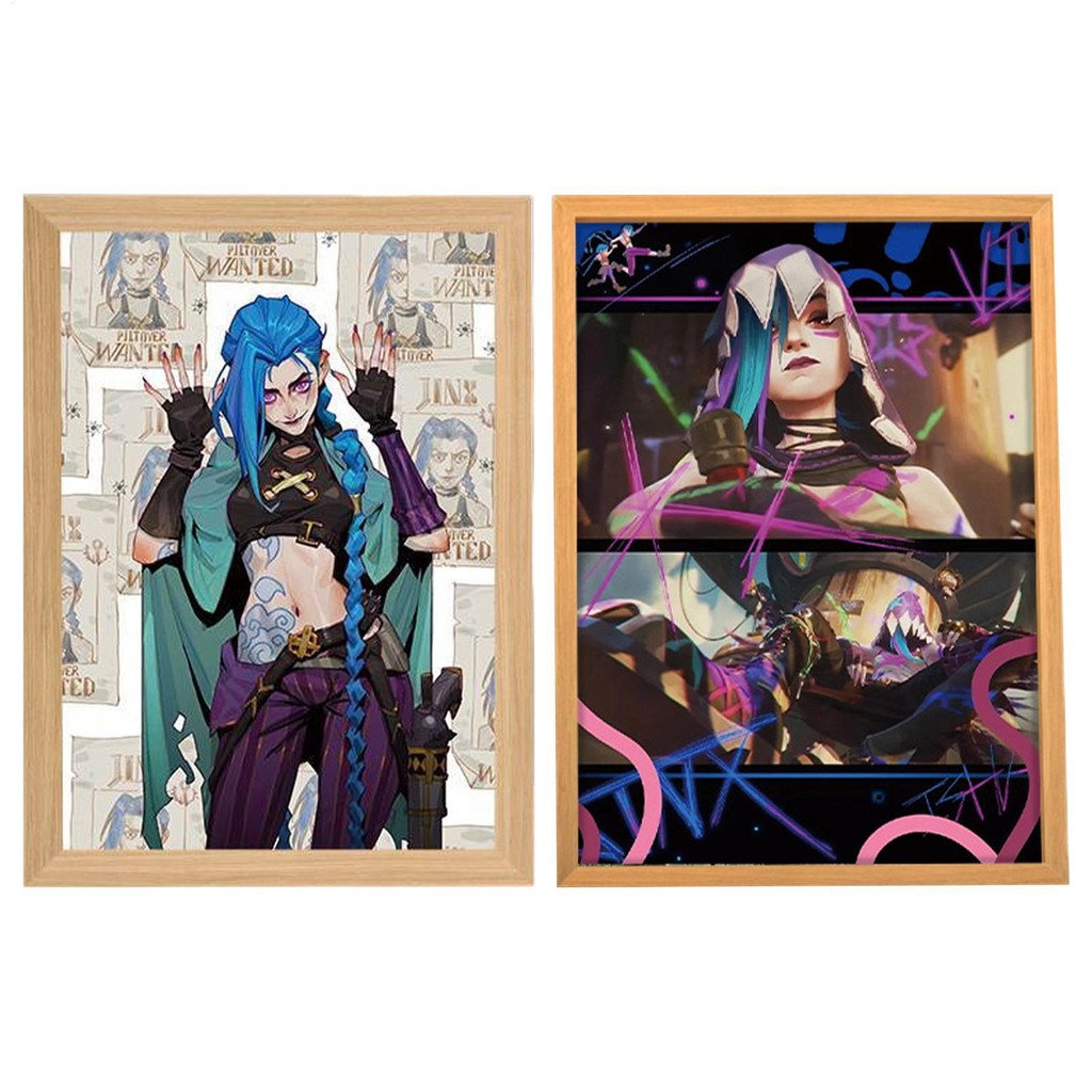 Arcaneleague of Legends Jinx & Ekko Glowable Painting Led Night Lights