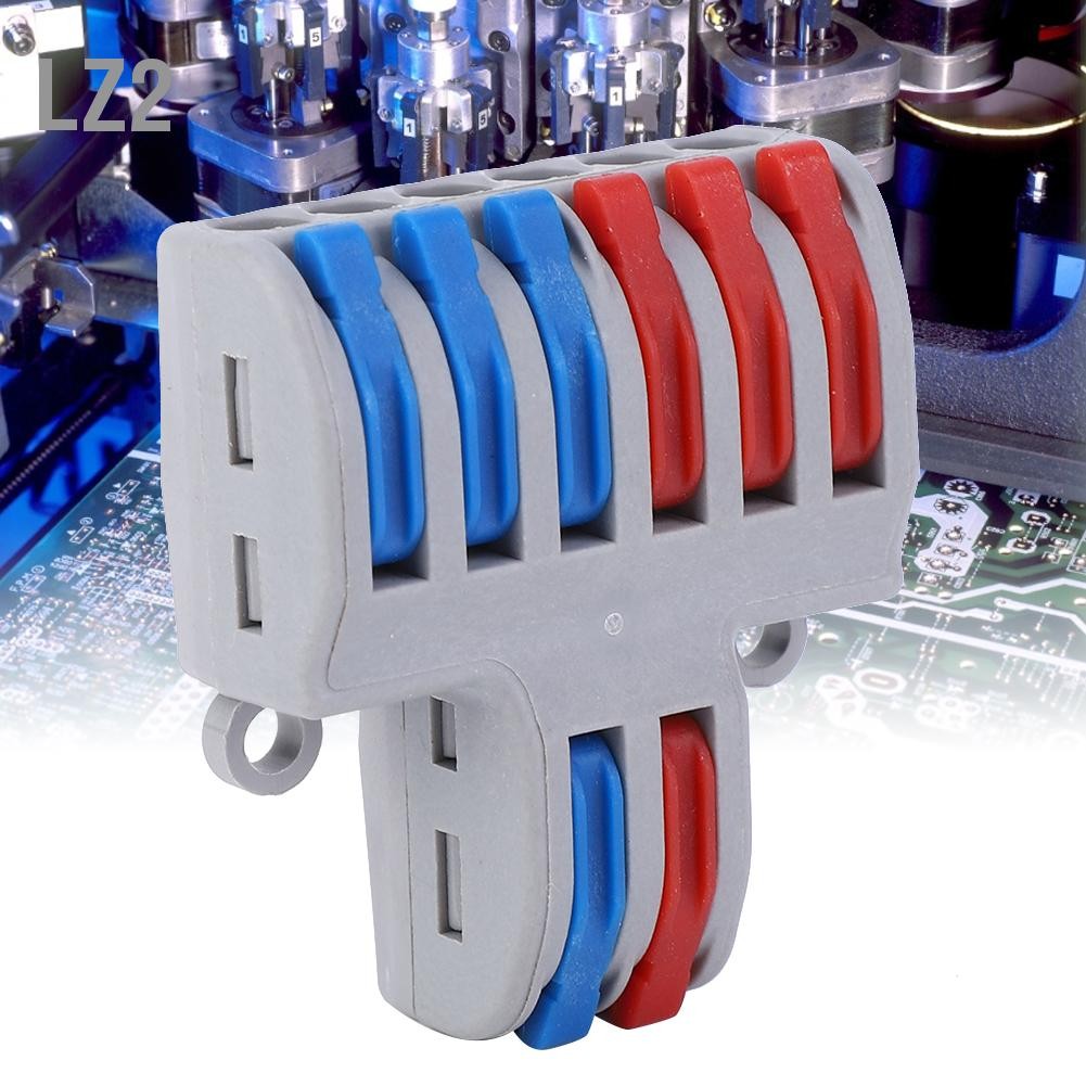 LZ2 5pcs 2 in 6 out Reusable Spring Lever Terminal Blocks Electric Wire ...