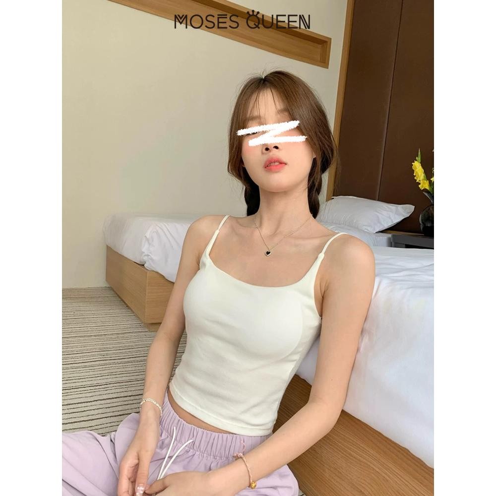 Moses Queen เสื้อชั้นในสตรีคอเหลี่ยมสีดํา 2025 ฤดูร้อนใหม่ผู้หญิงสีดํา ...