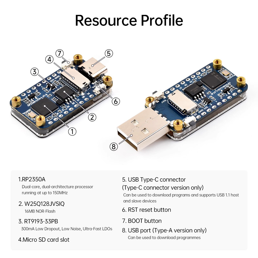 Pcbfun RP2350 1.47 นิ้ว Lcd Development Board 262K สี Lcd Screen ...