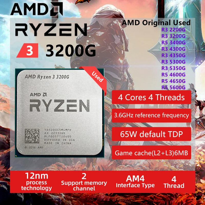 Amd Ryzen 5 3400G R5 4600G 4650G 5600G 2400G R3 2200G 3200G 4300G 4350G ...