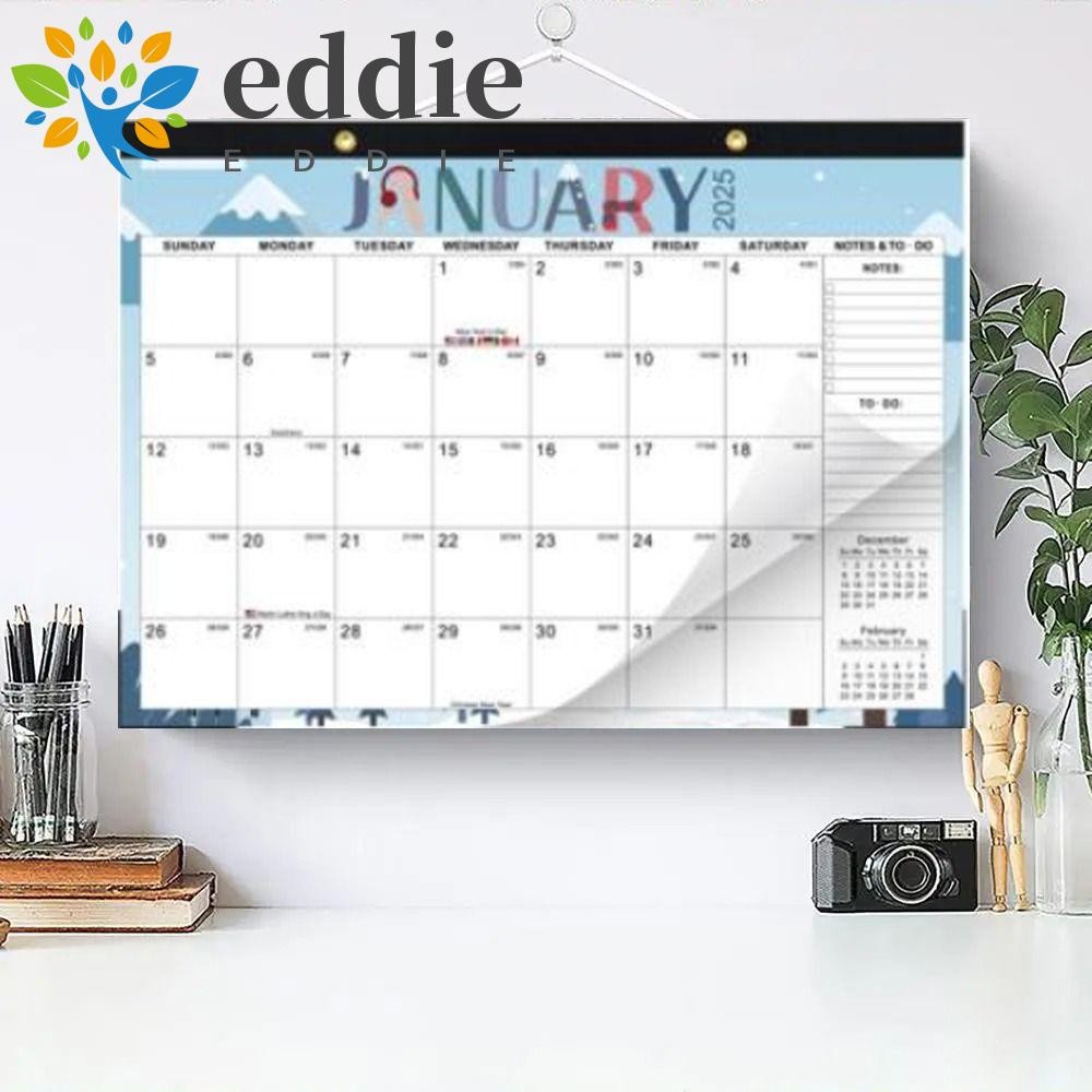 Edie 2025 ปฏิทินติดผนังรายเดือน,พร้อมรูแขวนขนาดใหญ่ธีมปฏิทินเดือน, อุปกรณ์เครื่องเขียนสี่เหลี่ยม