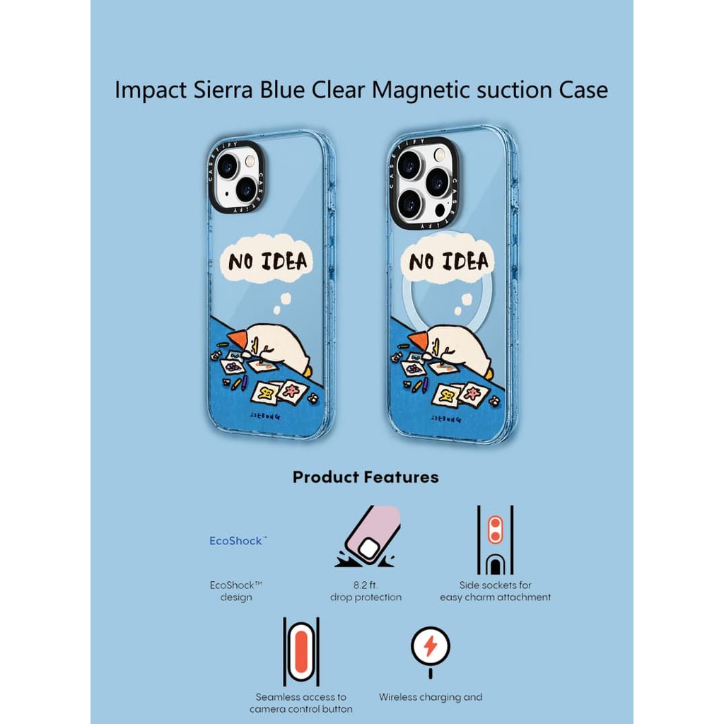 Casetify X No Idea Sierra Blue แม่เหล็กดูด Hard อะคริลิคด้านหลังสําหรับ ...