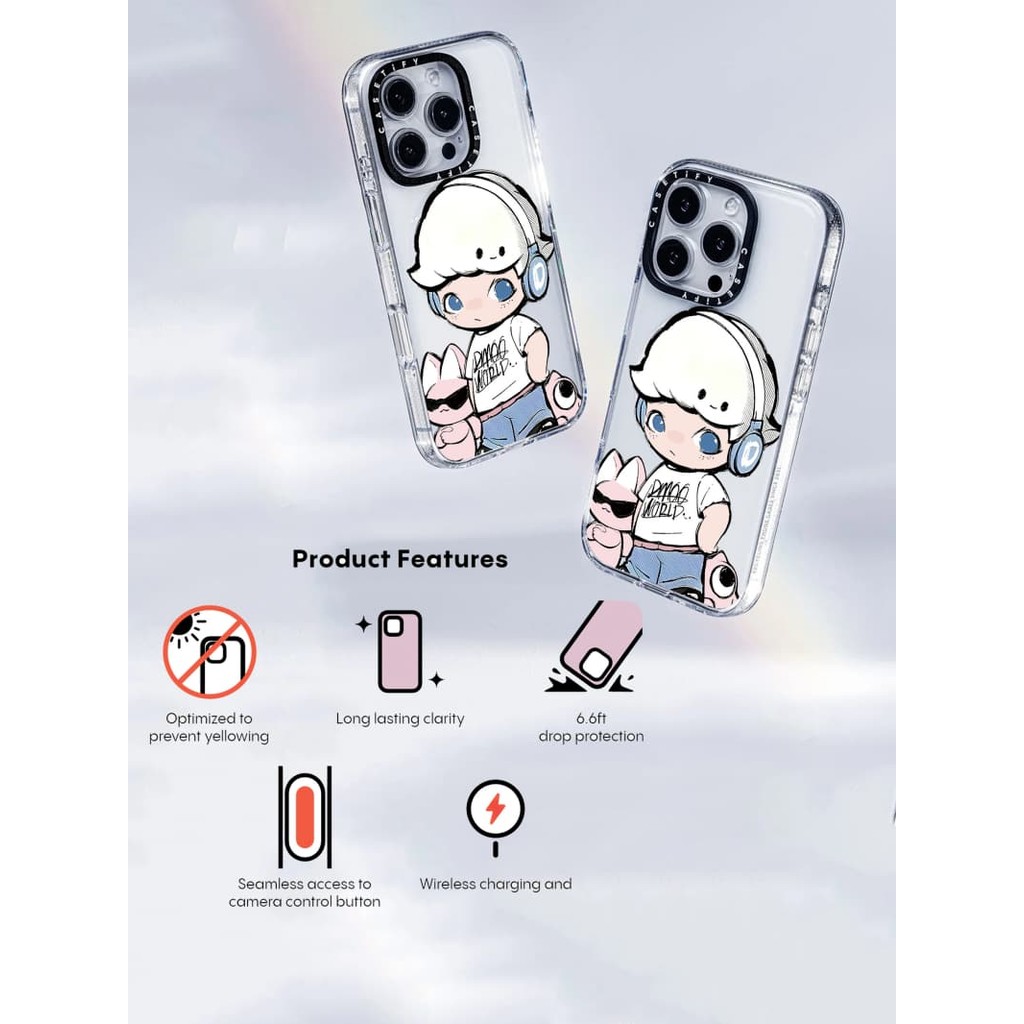 Casetify X DIMOO WORLD แม่เหล็กดูดอะคริลิคใสกลับ TPU Edge กรณีเคส ...